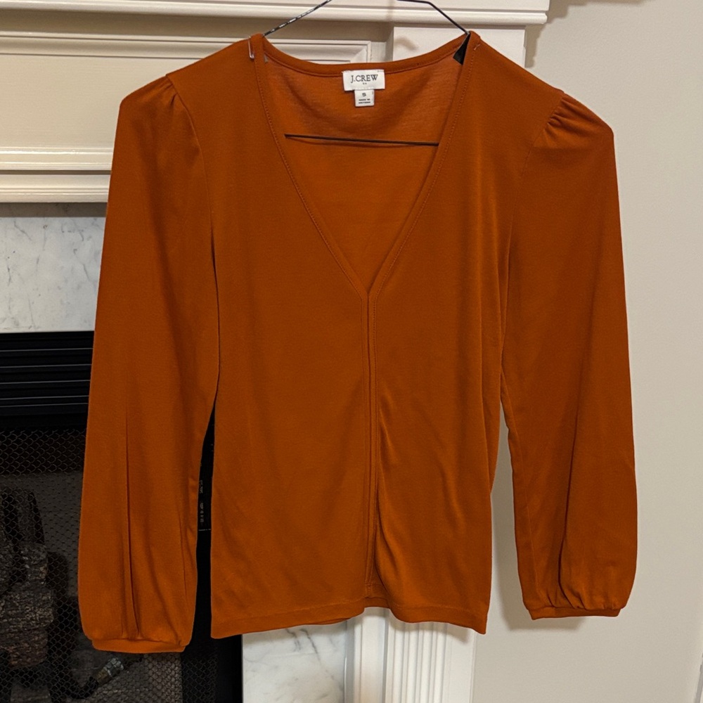 J. Crew Women's Burnt Orange V-Neck long sleeve tee